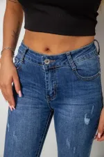 Джинси жіночі однотонні Skinny, колір синій, 62% бавовна