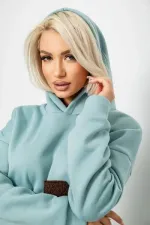 Худі жіночий з капюшоном на флісі, колір світло-оливковий