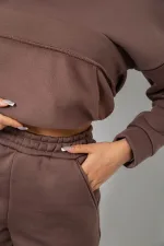 Спортивний костюм жіночий на флісі, колір коричневий
