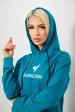 Спортивний костюм жіночий двонитка, колір бірюзовий, 95% бавовна