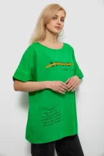 Футболка жіноча з принтом, колір зелений, 90% бавовна, Повсякденний (casual)