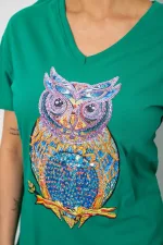 Футболка жіноча з принтом, колір зелений, 100% бавовна, арт. 22-723