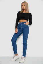 Джинси жіночі Mom-fit стрейч, колір синій, 98% бавовна, арт. 64-067