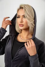 Спортивний костюм жіночий велюровий, колір чорнильний, арт. 88-518