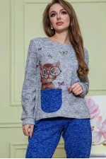 Жіночий костюм штани + кофта, сіро-синього кольору