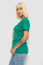 Футболка жіноча з принтом, колір зелений, 100% бавовна, Повсякденний (casual)