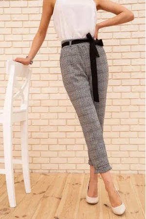 Жіночі вкорочені штани, в клітку, колір сірий