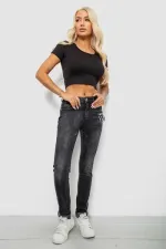 Джинси жіночі однотонні Skinny, колір сірий, 98% бавовна