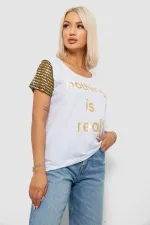 Футболка жіноча з принтом, колір білий, 90% бавовна, Повсякденний (casual)