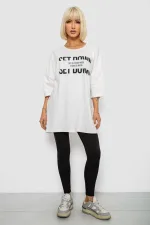 Футболка жіноча з принтом, колір молочний, 100% бавовна, арт. 46-852