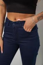 Джинси жіночі однотонні Skinny, колір синій, 98% бавовна, арт. 77-168