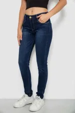 Джинси жіночі однотонні Skinny, колір синій, 63% бавовна