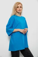 Футболка жіноча однотонна, колір блакитний, 90% бавовна