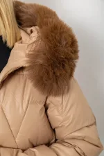 Куртка жіноча зимова коротка, колір бежевий, арт. 86-344