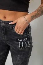 Джинси жіночі однотонні Skinny, колір сірий, 98% бавовна