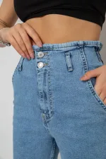 Джинси жіночі Mom-fit, колір блакитний, 98