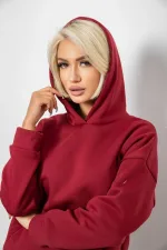Спортивний костюм жіночий на флісі, колір бордовий, арт. 54-562