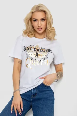 Футболка жіноча, колір білий, 100% бавовна