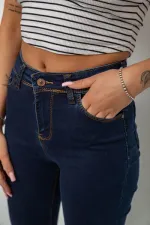 Джинси жіночі однотонні Skinny, колір синій, 67% бавовна