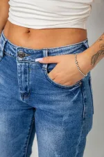 Джинси жіночі однотонні Straight fit, колір синій, арт. 24-515