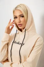 Спортивний костюм жіночий двонитка, колір бежевий, 95% бавовна