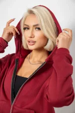 Спортивний костюм жіночий на флісі, колір бордовий, 100% поліестер