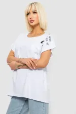 Футболка жіноча з принтом, колір білий, 95% бавовна, Повсякденний (casual)