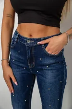 Джинси жіночі однотонні Skinny, колір синій, 82% бавовна