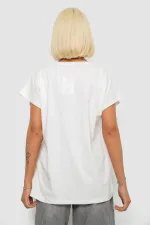 Футболка жіноча з принтом, колір молочний, 100% бавовна